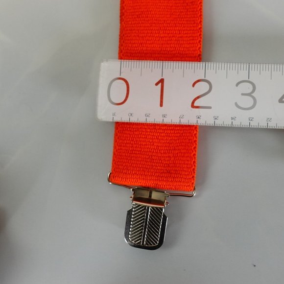 PELICAN Suspender Mens Orange‎ Silver Clip On Adjustable Stretch Solid X Back - Picture 5 of 8